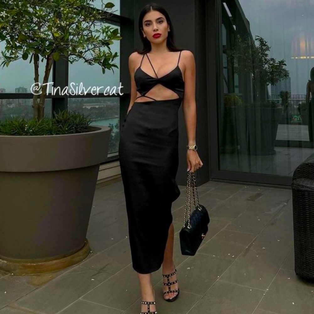 Zara NWT Asymmetrical Satin Dress